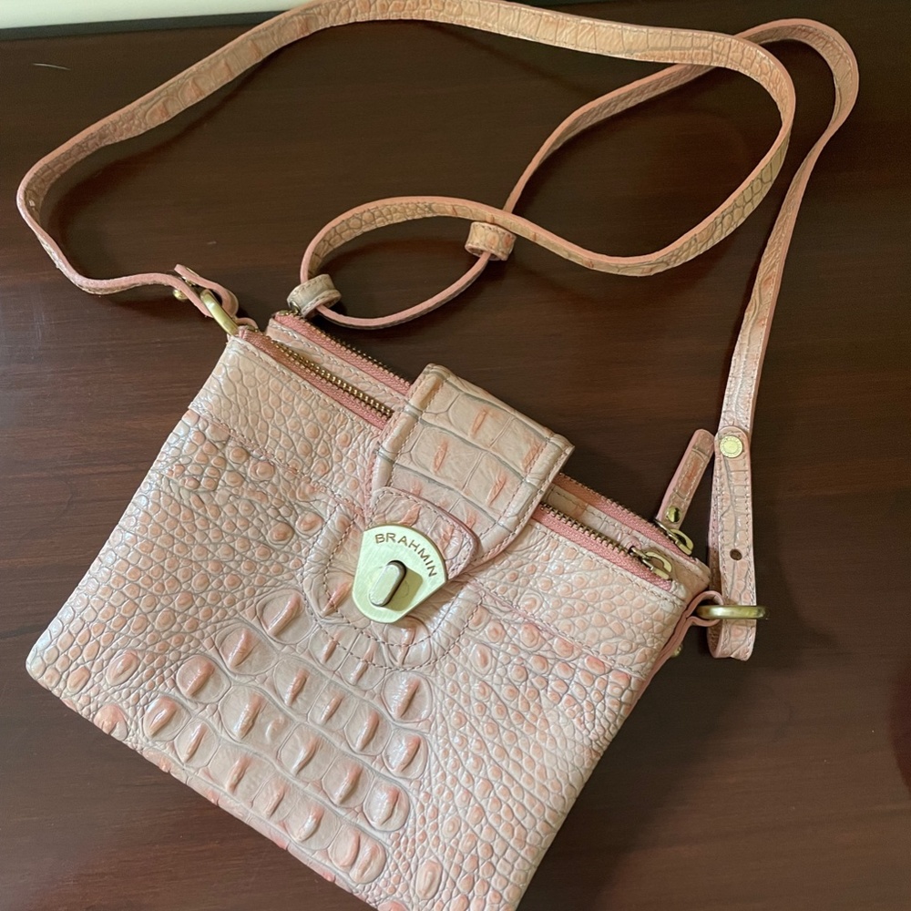 Brahmin Crocodile skin leather crossbody purse
